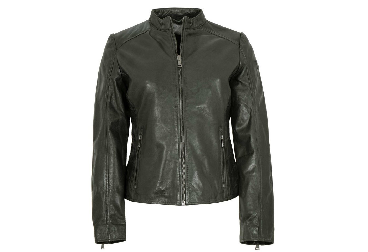 Mauritius Lederjacke MWAlva Mauritius - Damen Lederjacke Lammnappa Kapuze dunkelgrün – Bild 3 von 5
