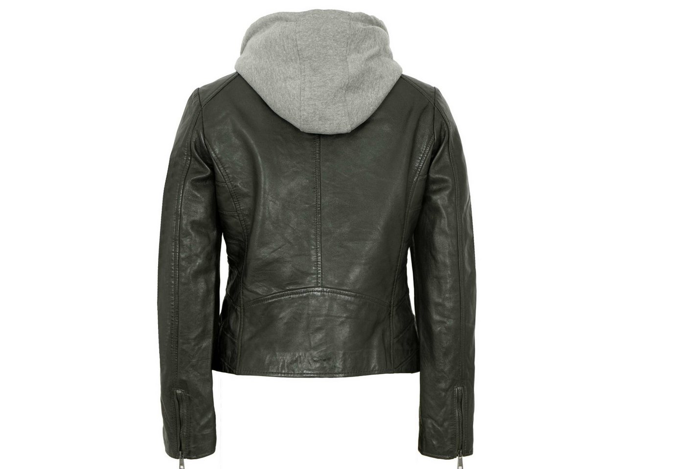 Mauritius Lederjacke MWAlva Mauritius - Damen Lederjacke Lammnappa Kapuze dunkelgrün – Bild 4 von 5