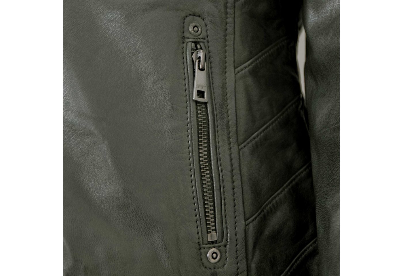 Mauritius Lederjacke MWAlva Mauritius - Damen Lederjacke Lammnappa Kapuze dunkelgrün – Bild 5 von 5