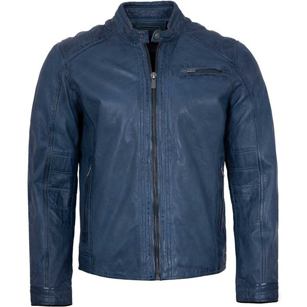 Jilani Lederjacke Riga-6 Jilani Collection - Herren Lederjacke Lammnappa blau