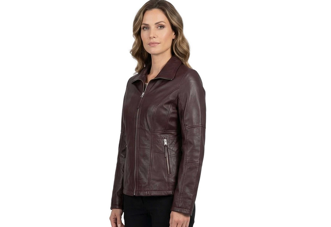 Jilani Lederjacke Sofinea Jilani Collection - Damen Lederjacke Lammnappa burgundy – Bild 2 von 5