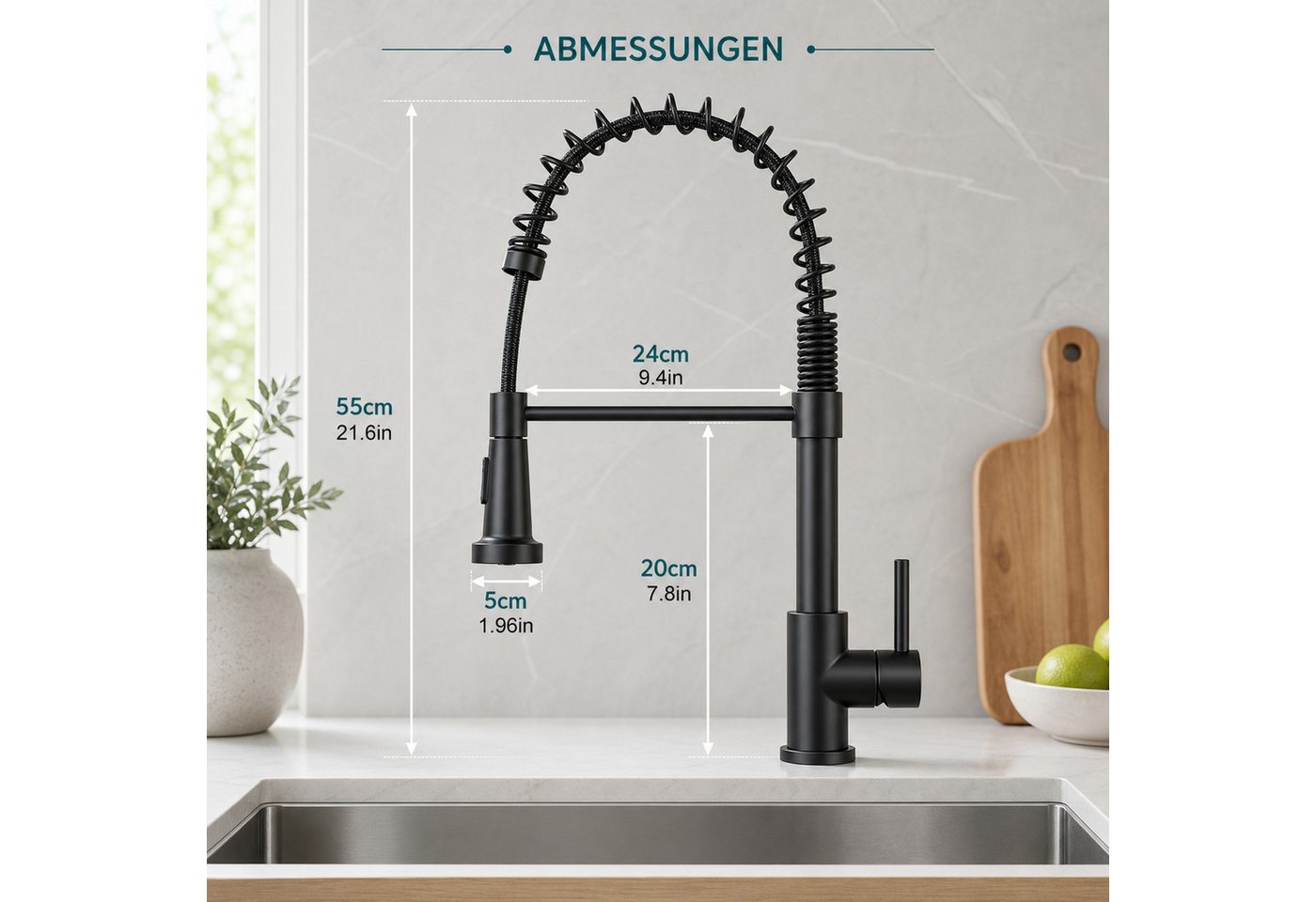 Ledklang Küchenarmatur Edelstahl ausziehbare Spültischarmatur 360°Drehfunktion 2 Strahlarten (1-St) sanft gleitend, praktisch für jeden Spültag Edelstahl 360° – Bild 3 von 5