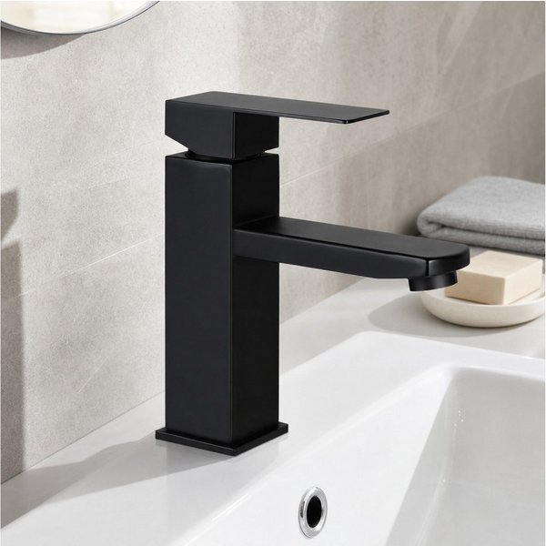 Ledklang Waschtischarmatur Spülbecken Silber/Schwarz Hochdruck Mischbatterie Hochdruck-Armatur aus Edelstahl für Waschbecken & Bad