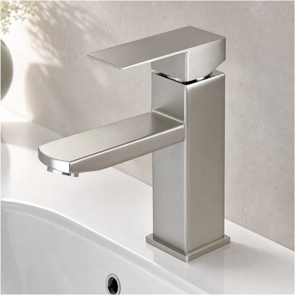 Ledklang Waschtischarmatur Spülbecken Silber/Schwarz Hochdruck Mischbatterie Hochdruck-Armatur aus Edelstahl für Waschbecken & Bad