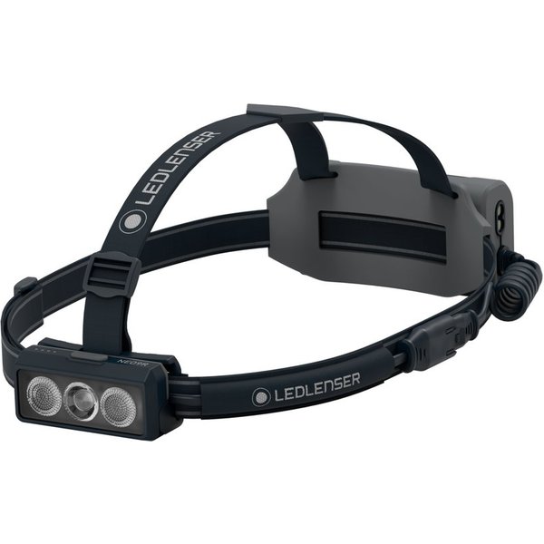 Ledlenser LED Stirnlampe NEO9R Grau, 360° Sichtbarkeit, 1200 lm, 200m Leuchtweite, 120 Std. Laufzeit, Akku