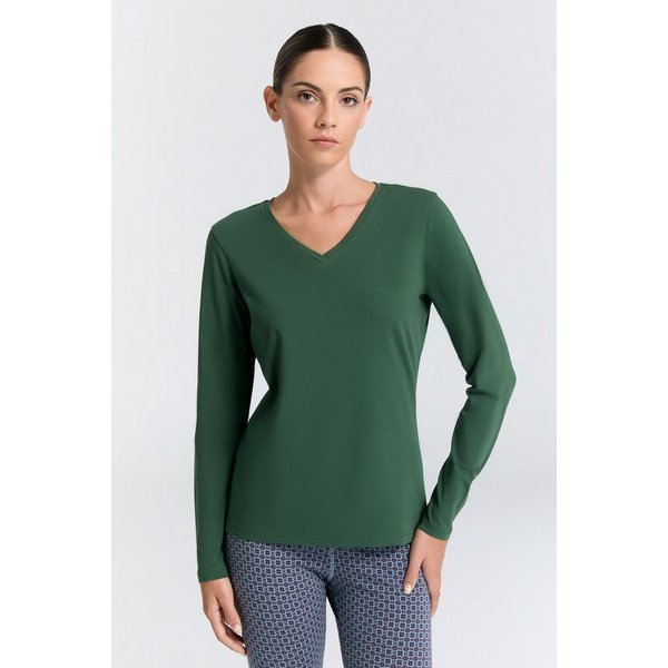 Leela COTTON Langarmshirt Damen V-Neck Langarmshirt