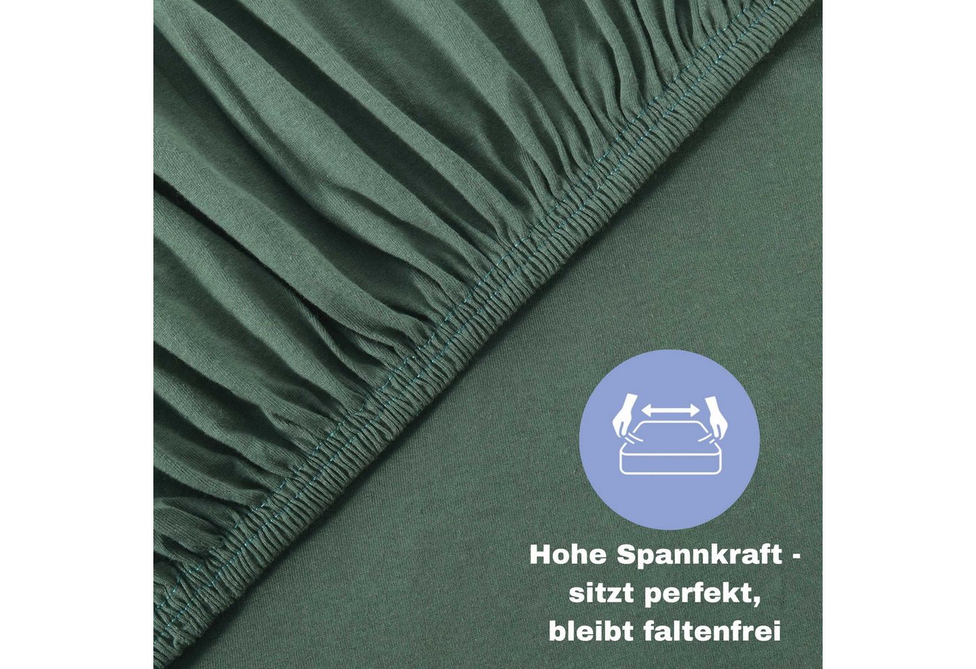 leevitex® Spannbettlaken 1er-Pack, Stoffgewicht 150 g/m², verschiedene Größen, 40 cm Steghöhe, Jersey, Gummizug: rundum, (1 Stück), verschiedene Farben, OEKO-TE – Bild 2 von 5