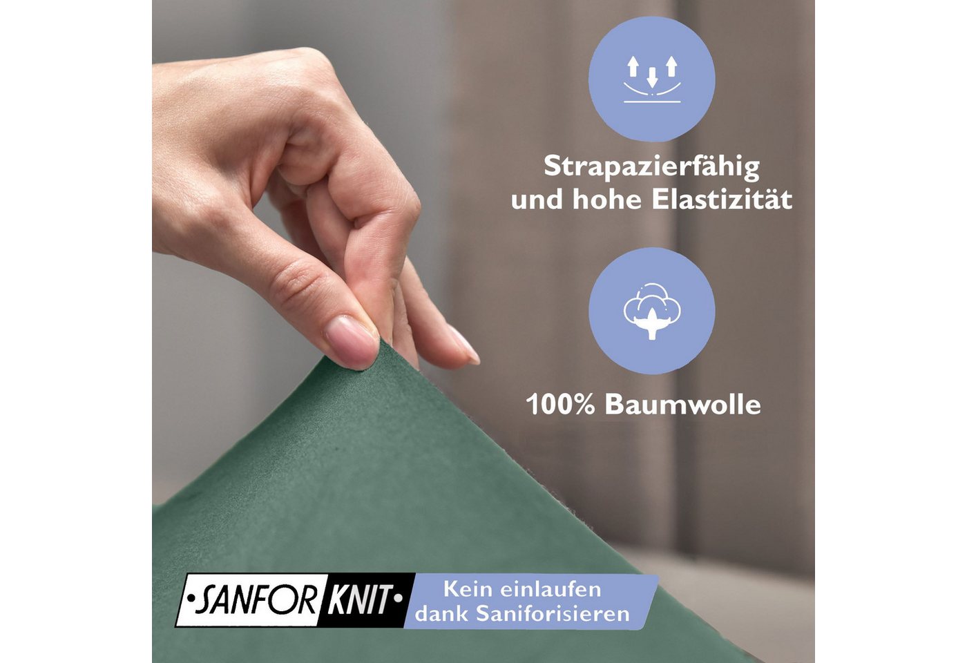 leevitex® Spannbettlaken 1er-Pack, Stoffgewicht 150 g/m², verschiedene Größen, 40 cm Steghöhe, Jersey, Gummizug: rundum, (1 Stück), verschiedene Farben, OEKO-TE – Bild 3 von 5