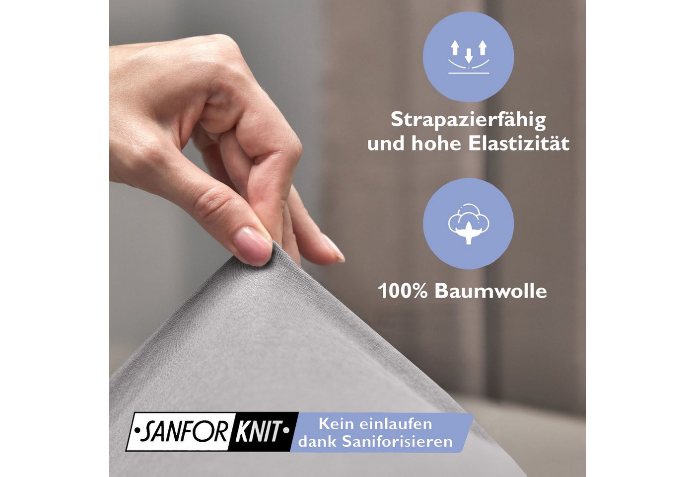 leevitex® Spannbettlaken 1er-Pack, Stoffgewicht 150 g/m², verschiedene Größen, 40 cm Steghöhe, Jersey, Gummizug: rundum, (1 Stück), verschiedene Farben, OEKO-TE – Bild 3 von 5
