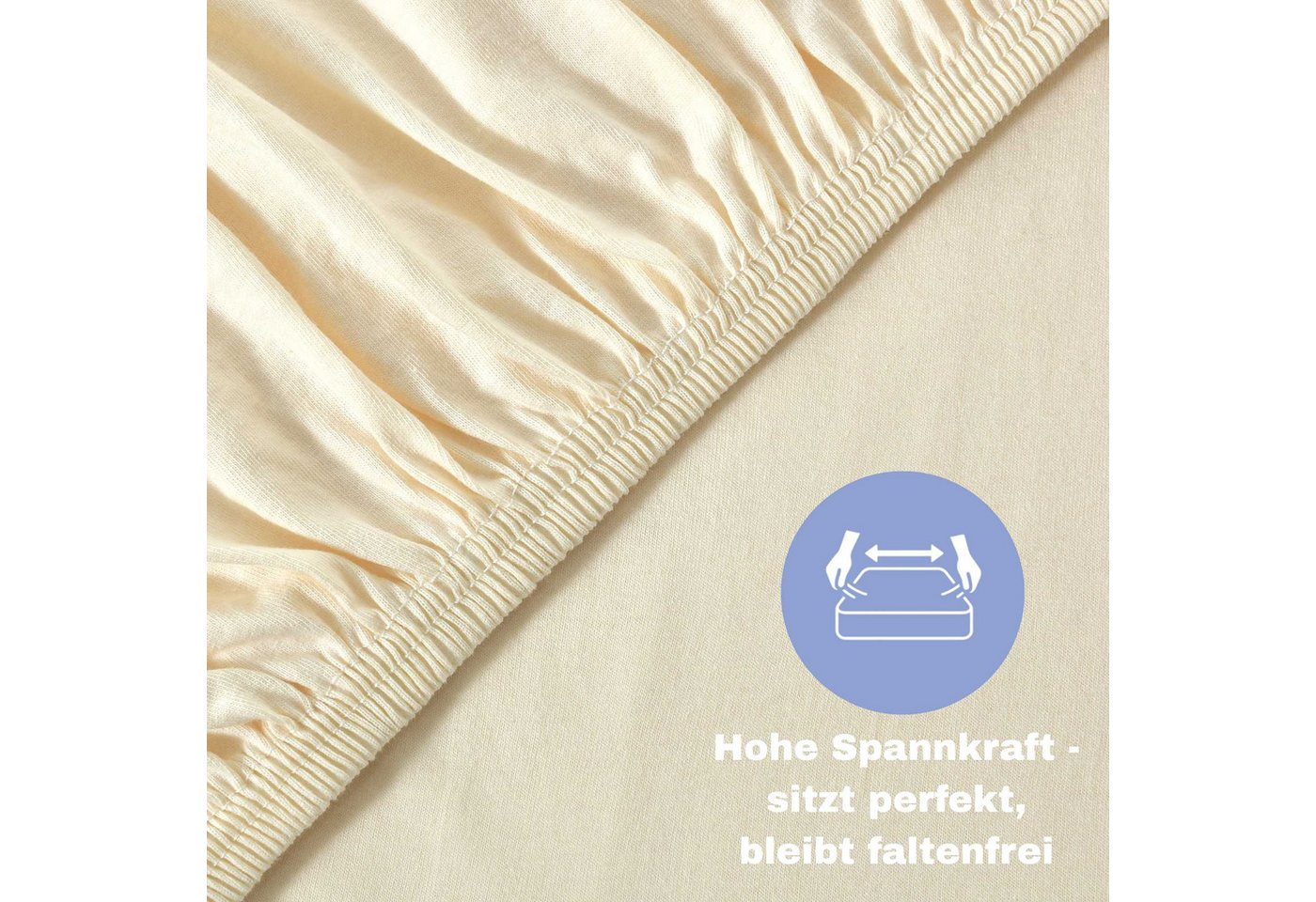 leevitex® Spannbettlaken 2er-Pack, Stoffgewicht 150 g/m², verschiedene Größen, 40 cm Steghöhe, Jersey, Gummizug: rundum, (2 Stück), verschiedene Farben, OEKO-TE – Bild 2 von 5