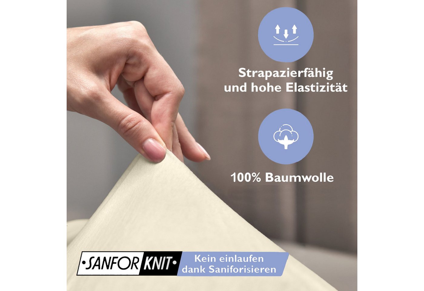 leevitex® Spannbettlaken 2er-Pack, Stoffgewicht 150 g/m², verschiedene Größen, 40 cm Steghöhe, Jersey, Gummizug: rundum, (2 Stück), verschiedene Farben, OEKO-TE – Bild 3 von 5