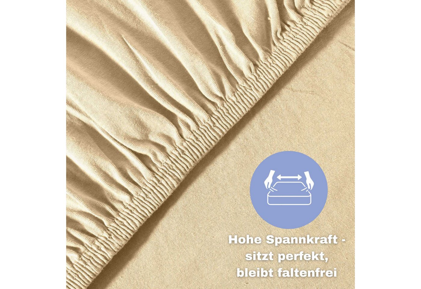 leevitex® Spannbettlaken 2er-Pack, Stoffgewicht 150 g/m², verschiedene Größen, 40 cm Steghöhe, Jersey, Gummizug: rundum, (2 Stück), verschiedene Farben, OEKO-TE – Bild 2 von 5