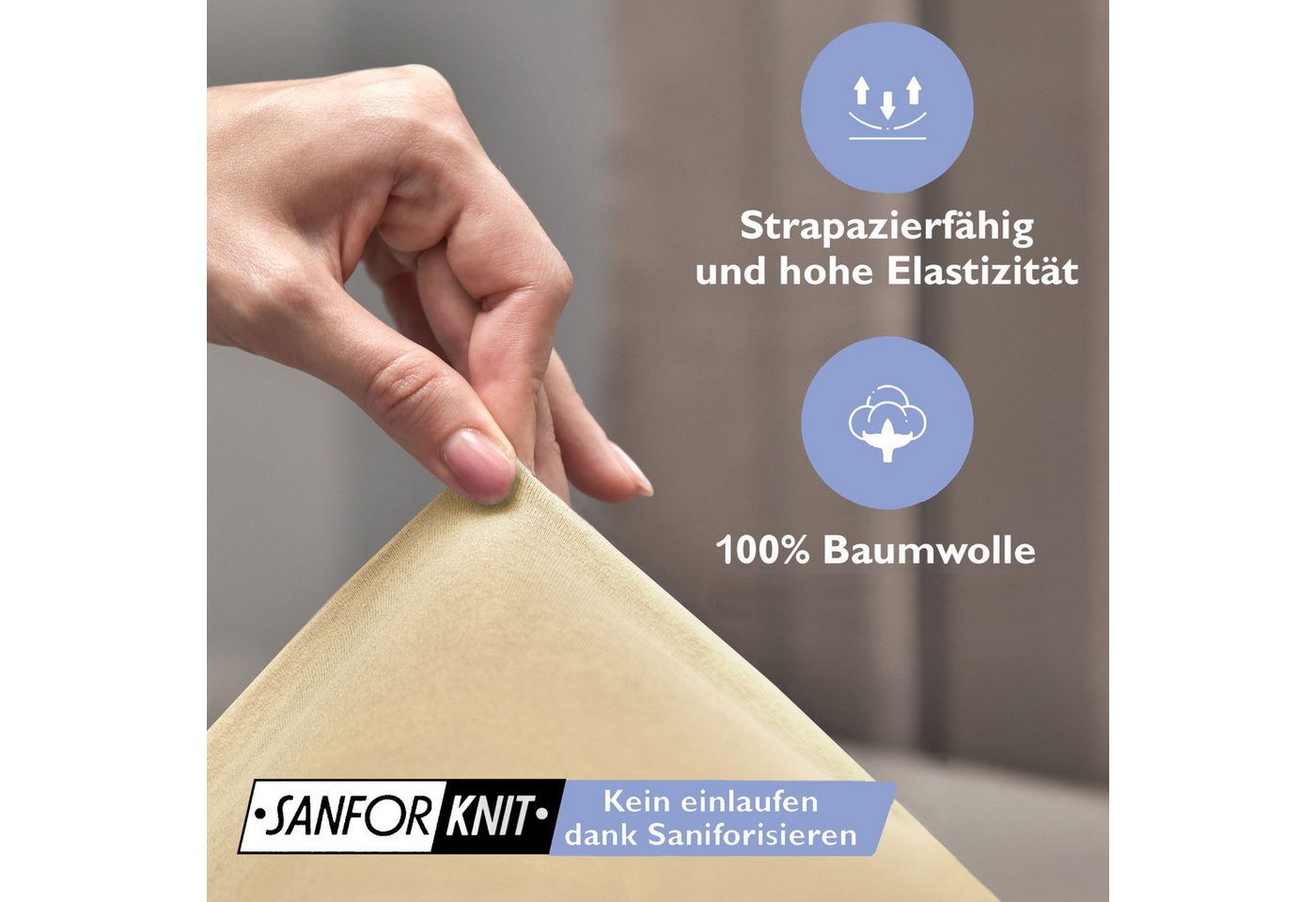 leevitex® Spannbettlaken 2er-Pack, Stoffgewicht 150 g/m², verschiedene Größen, 40 cm Steghöhe, Jersey, Gummizug: rundum, (2 Stück), verschiedene Farben, OEKO-TE – Bild 3 von 5
