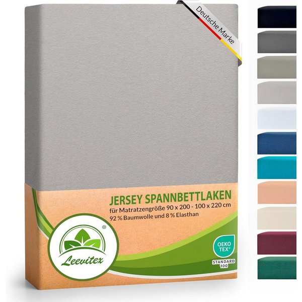 leevitex® Spannbettlaken Luxus, verschiedene Größen, Stoffgewicht 250 g/m², 40 cm Steghöhe, Jersey-Elasthan, Gummizug: rundum, (1 Stück), OEKO-TEX® Standard 100