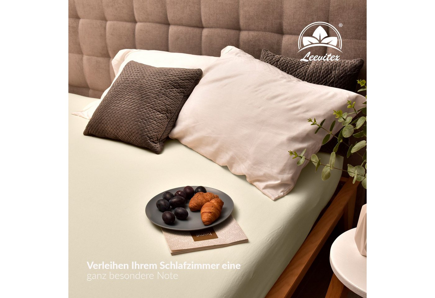 leevitex® Spannbettlaken Premium, verschiedene Größen, Stoffgewicht 195 g/m², 40 cm Steghöhe, Jersey-Elasthan, Gummizug: rundum, (1 Stück), verschiedene Farben, – Bild 5 von 5