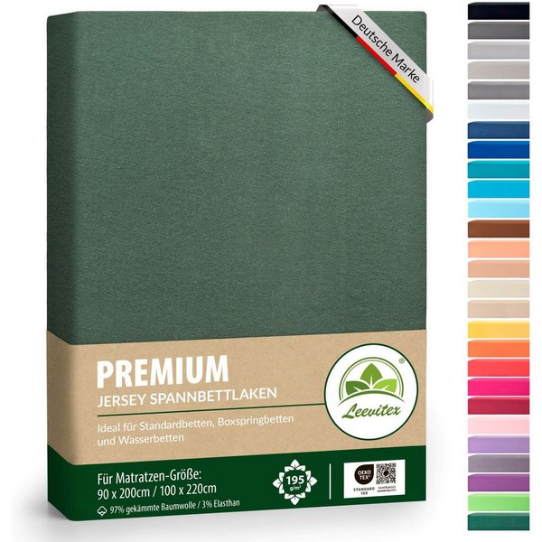 leevitex® Spannbettlaken Premium, verschiedene Größen, Stoffgewicht 195 g/m², 40 cm Steghöhe, Jersey-Elasthan, Gummizug: rundum, (1 Stück), verschiedene Farben,
