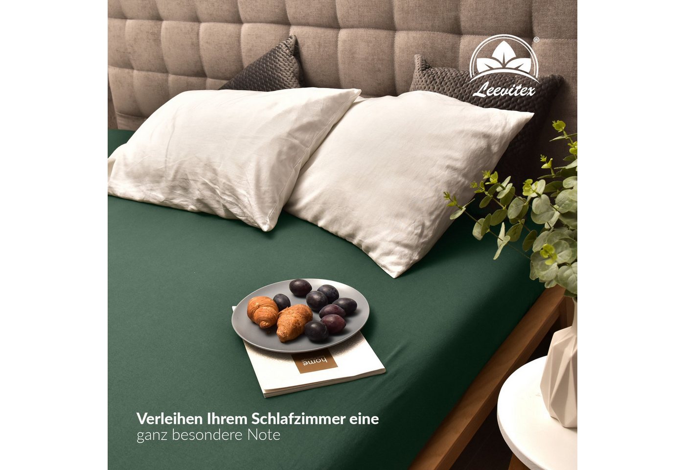 leevitex® Spannbettlaken Premium, verschiedene Größen, Stoffgewicht 195 g/m², 40 cm Steghöhe, Jersey-Elasthan, Gummizug: rundum, (1 Stück), verschiedene Farben, – Bild 5 von 5