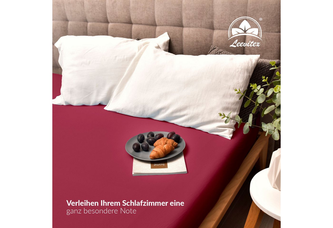 leevitex® Spannbettlaken Premium, verschiedene Größen, Stoffgewicht 195 g/m², 40 cm Steghöhe, Jersey-Elasthan, Gummizug: rundum, (1 Stück), verschiedene Farben, – Bild 5 von 5