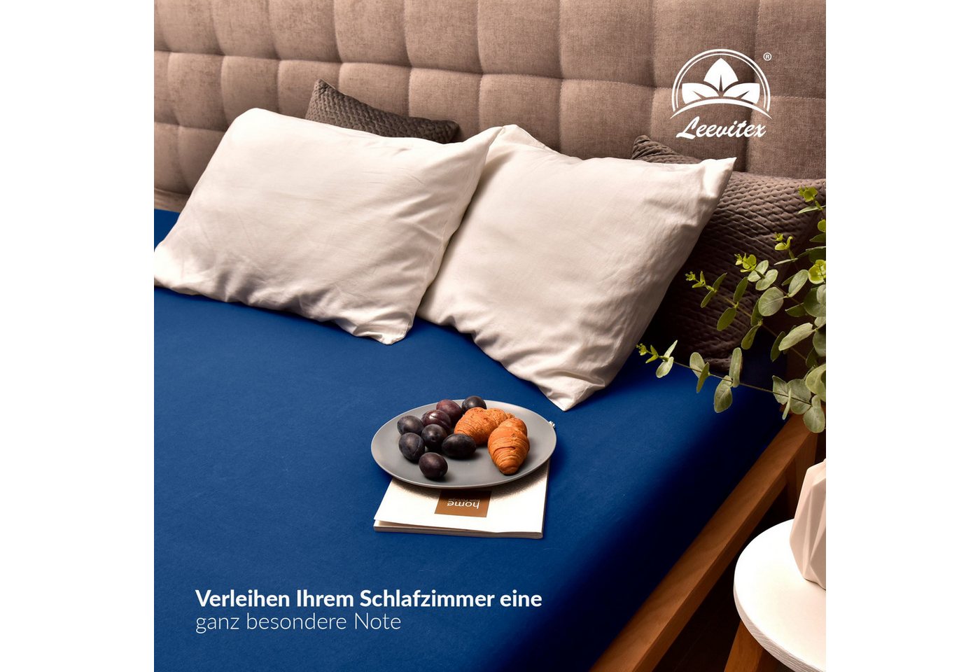 leevitex® Spannbettlaken Premium, verschiedene Größen, Stoffgewicht 195 g/m², 40 cm Steghöhe, Jersey-Elasthan, Gummizug: rundum, (1 Stück), verschiedene Farben, – Bild 5 von 5