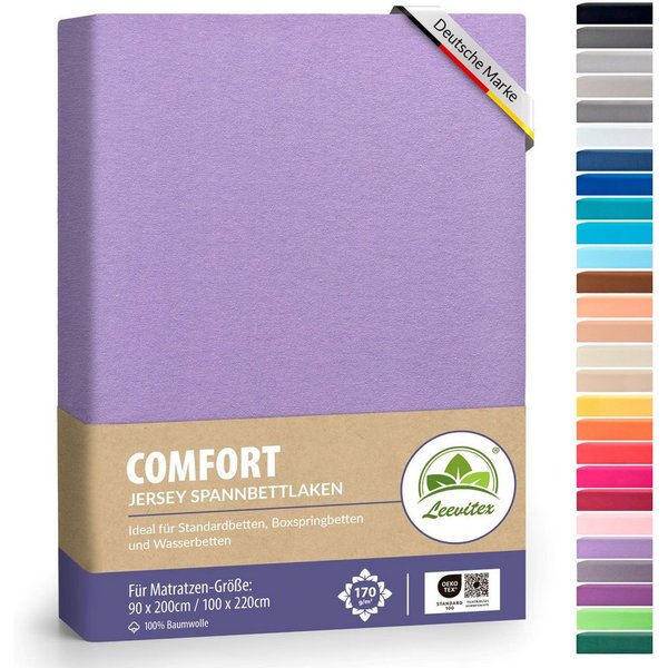 leevitex® Spannbettlaken verschiedene Größen, Stoffgewicht 170 g/m², 40 cm Steghöhe, Jersey, Gummizug: rundum, (1 Stück), verschiedene Farben, OEKO-TEX® STANDAR
