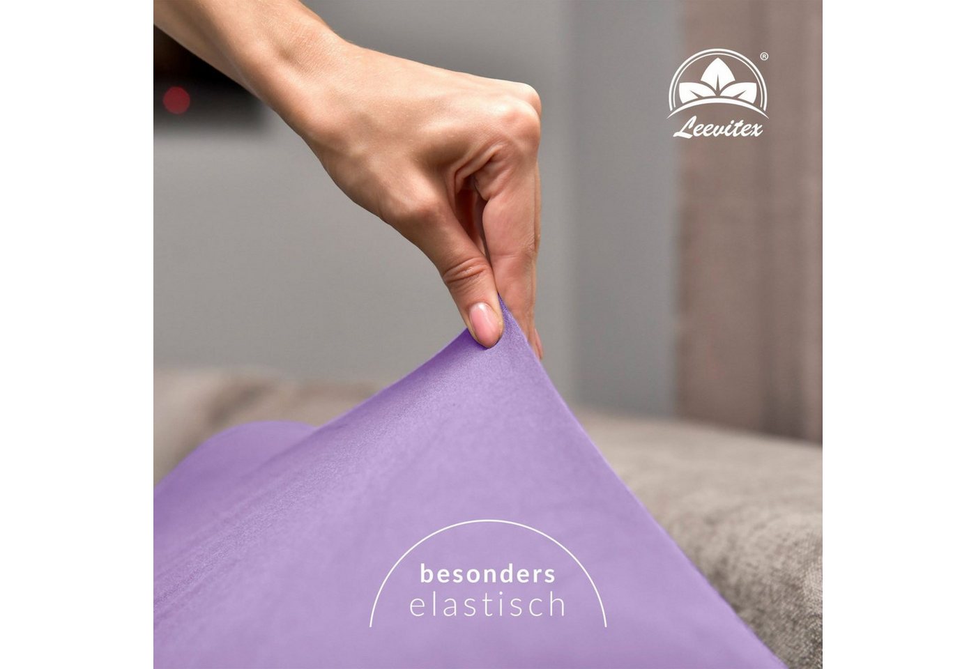 leevitex® Spannbettlaken verschiedene Größen, Stoffgewicht 170 g/m², 40 cm Steghöhe, Jersey, Gummizug: rundum, (1 Stück), verschiedene Farben, OEKO-TEX® STANDAR – Bild 3 von 5