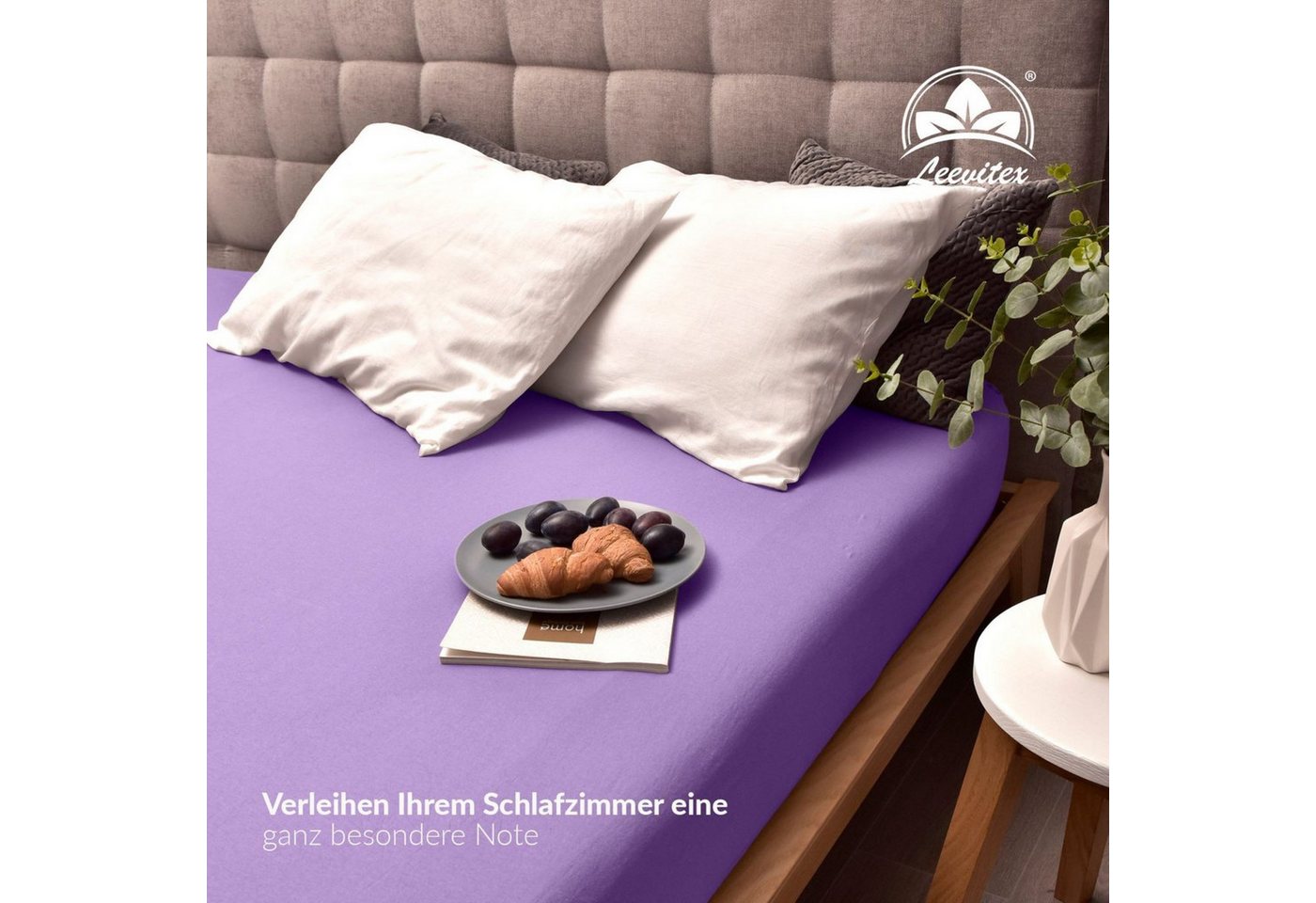 leevitex® Spannbettlaken verschiedene Größen, Stoffgewicht 170 g/m², 40 cm Steghöhe, Jersey, Gummizug: rundum, (1 Stück), verschiedene Farben, OEKO-TEX® STANDAR – Bild 5 von 5