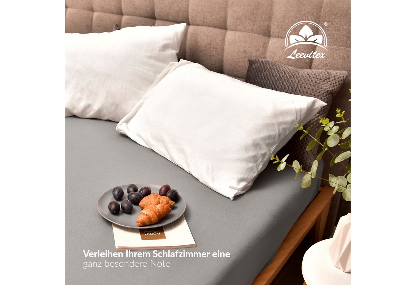 leevitex® Spannbettlaken verschiedene Größen, Stoffgewicht 170 g/m², 40 cm Steghöhe, Jersey, Gummizug: rundum, (1 Stück), verschiedene Farben, OEKO-TEX® STANDAR – Bild 5 von 5