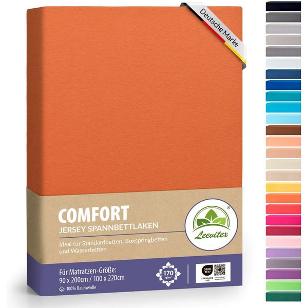 leevitex® Spannbettlaken verschiedene Größen, Stoffgewicht 170 g/m², 40 cm Steghöhe, Jersey, Gummizug: rundum, (1 Stück), verschiedene Farben, OEKO-TEX® STANDAR