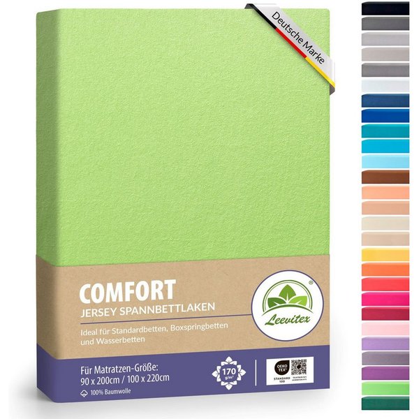 leevitex® Spannbettlaken verschiedene Größen, Stoffgewicht 170 g/m², 40 cm Steghöhe, Jersey, Gummizug: rundum, (1 Stück), verschiedene Farben, OEKO-TEX® STANDAR