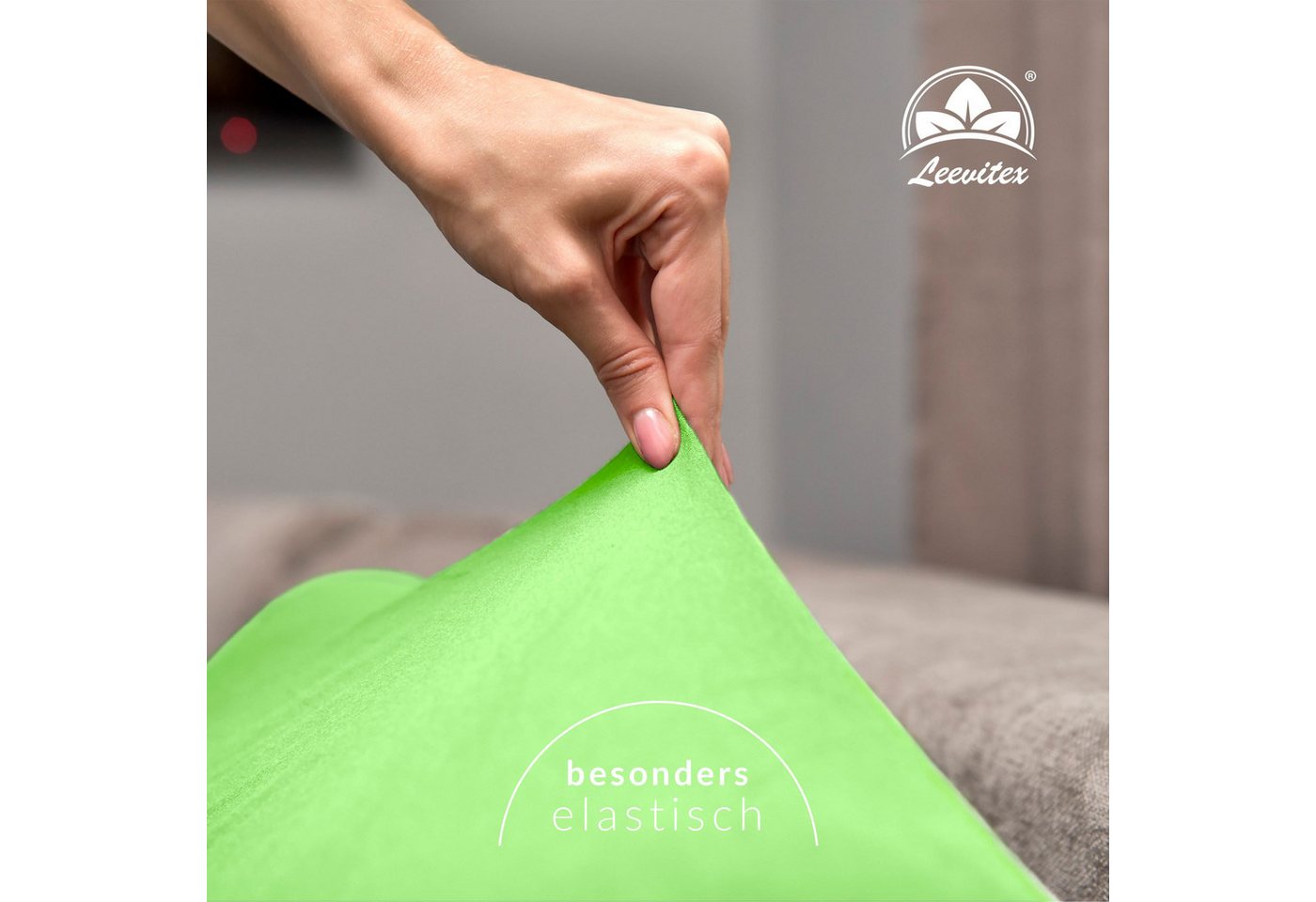 leevitex® Spannbettlaken verschiedene Größen, Stoffgewicht 170 g/m², 40 cm Steghöhe, Jersey, Gummizug: rundum, (1 Stück), verschiedene Farben, OEKO-TEX® STANDAR – Bild 3 von 5