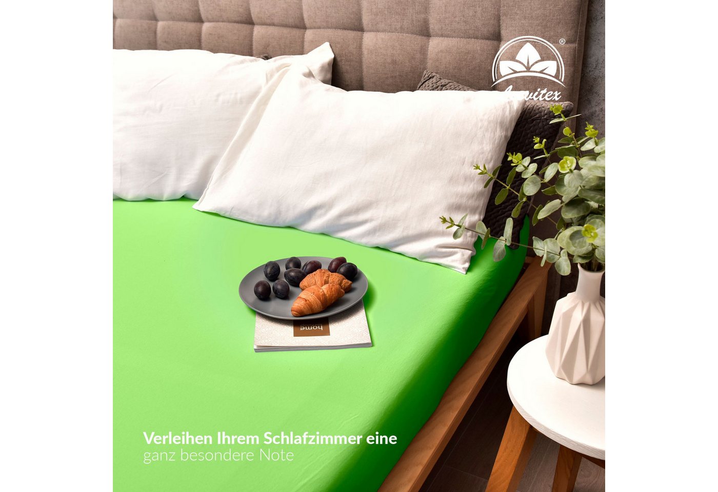 leevitex® Spannbettlaken verschiedene Größen, Stoffgewicht 170 g/m², 40 cm Steghöhe, Jersey, Gummizug: rundum, (1 Stück), verschiedene Farben, OEKO-TEX® STANDAR – Bild 5 von 5