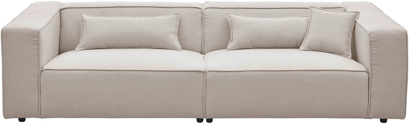 LeGer Home by Lena Gercke 3-Sitzer PIARA, Struktur u. Leinenoptik, Sofa mit Kedernaht, schwarze Füße, bequemer Sitzkomfort – Bild 2 von 5