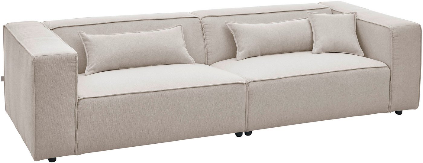 LeGer Home by Lena Gercke 3-Sitzer PIARA, Struktur u. Leinenoptik, Sofa mit Kedernaht, schwarze Füße, bequemer Sitzkomfort – Bild 5 von 5