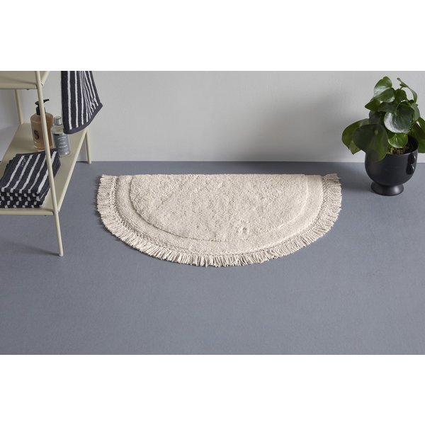 LeGer Home by Lena Gercke Badematte Tamsin, Badvorleger, Badezimmer Teppich, Höhe 20 mm, strapazierfähig, fußbodenheizungsgeeignet, Baumwolle, halbrund, mit Fra