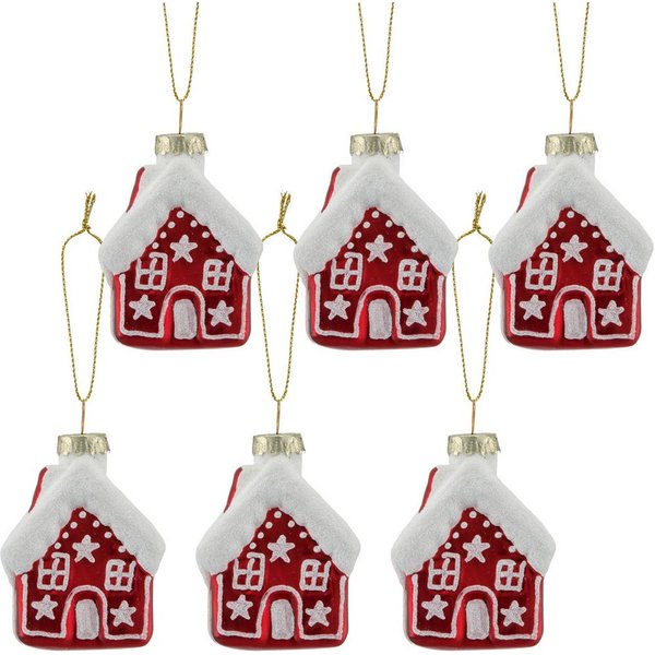 LeGer Home by Lena Gercke Christbaumschmuck Glashänger Lebkuchenhaus (6-tlg), mit Glitzereffekt