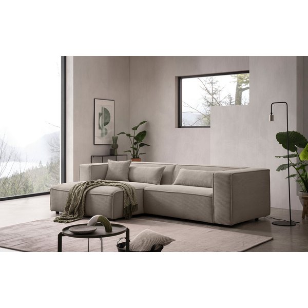 LeGer Home by Lena Gercke Ecksofa PIARA Cord mit Kedernaht L-Form, wahlweise Ottomane rechts/links, schwarze Füße, bequemer Sitzkomfort