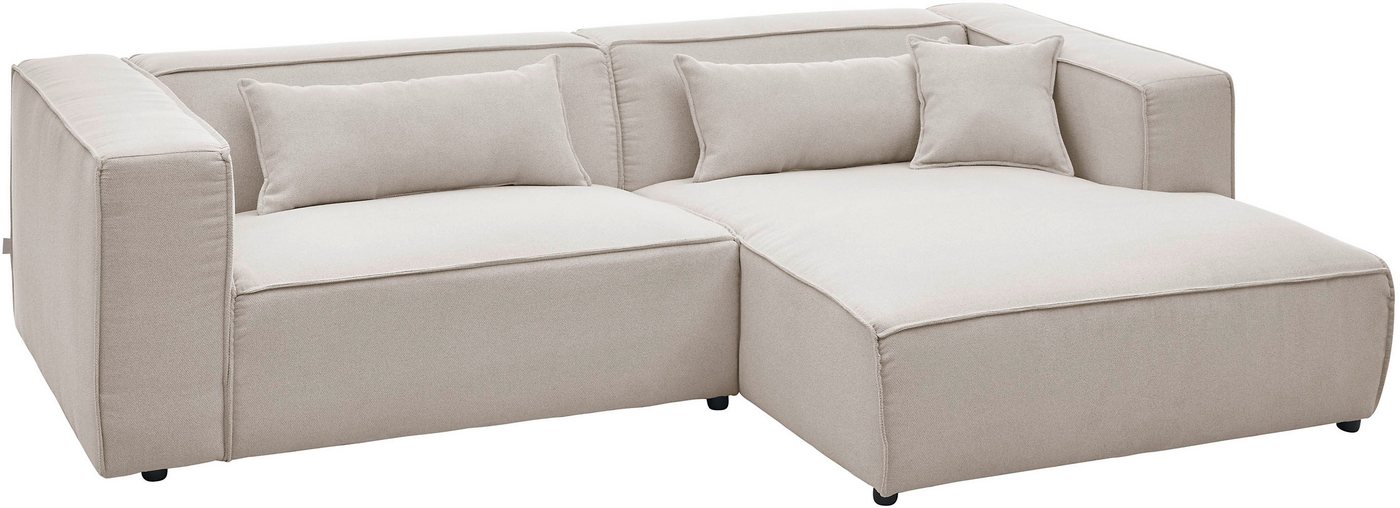 LeGer Home by Lena Gercke Ecksofa PIARA Struktur u. Leinenoptik mit Kedernaht L-Form, wahlweise Ottomane rechts/links, schwarze Füße, bequemer Sitzkomfort – Bild 5 von 5