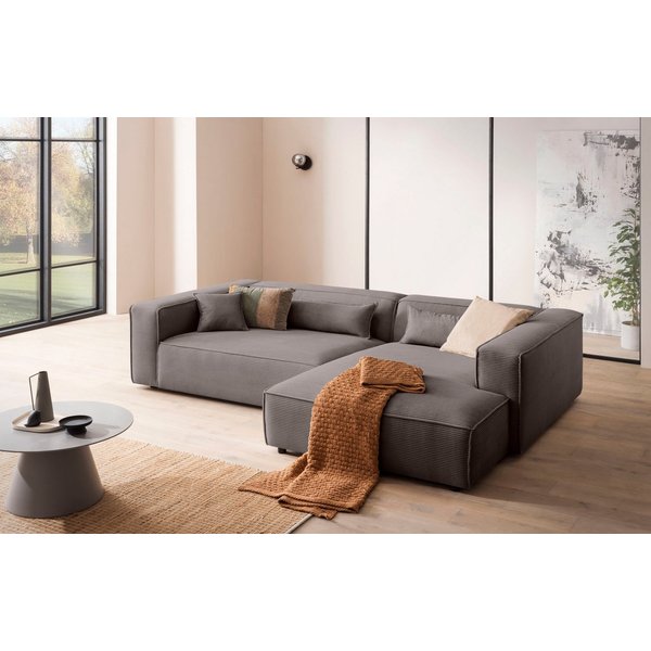 LeGer Home by Lena Gercke Ecksofa PIARA XXL Cord, Big-Sofa, L-Form, wahlweise Ottomane rechts/links, Kedernaht, extra tiefe Sitzfläche