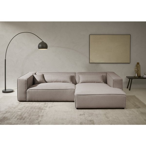LeGer Home by Lena Gercke Ecksofa PIARA XXL Struktur u. Leinenoptik, Big-Sofa, L-Form, wahlweise Ottomane rechts/links, Kedernaht, extra tiefe Sitzfläche