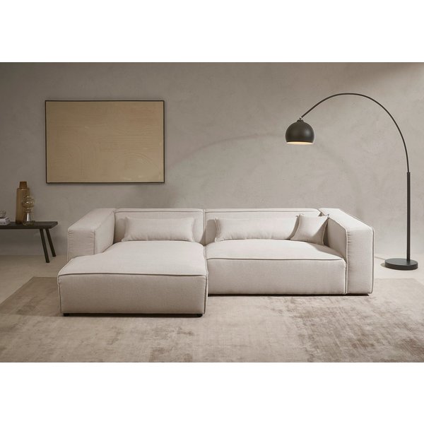LeGer Home by Lena Gercke Ecksofa PIARA XXL Struktur u. Leinenoptik, Big-Sofa, L-Form, wahlweise Ottomane rechts/links, Kedernaht, extra tiefe Sitzfläche