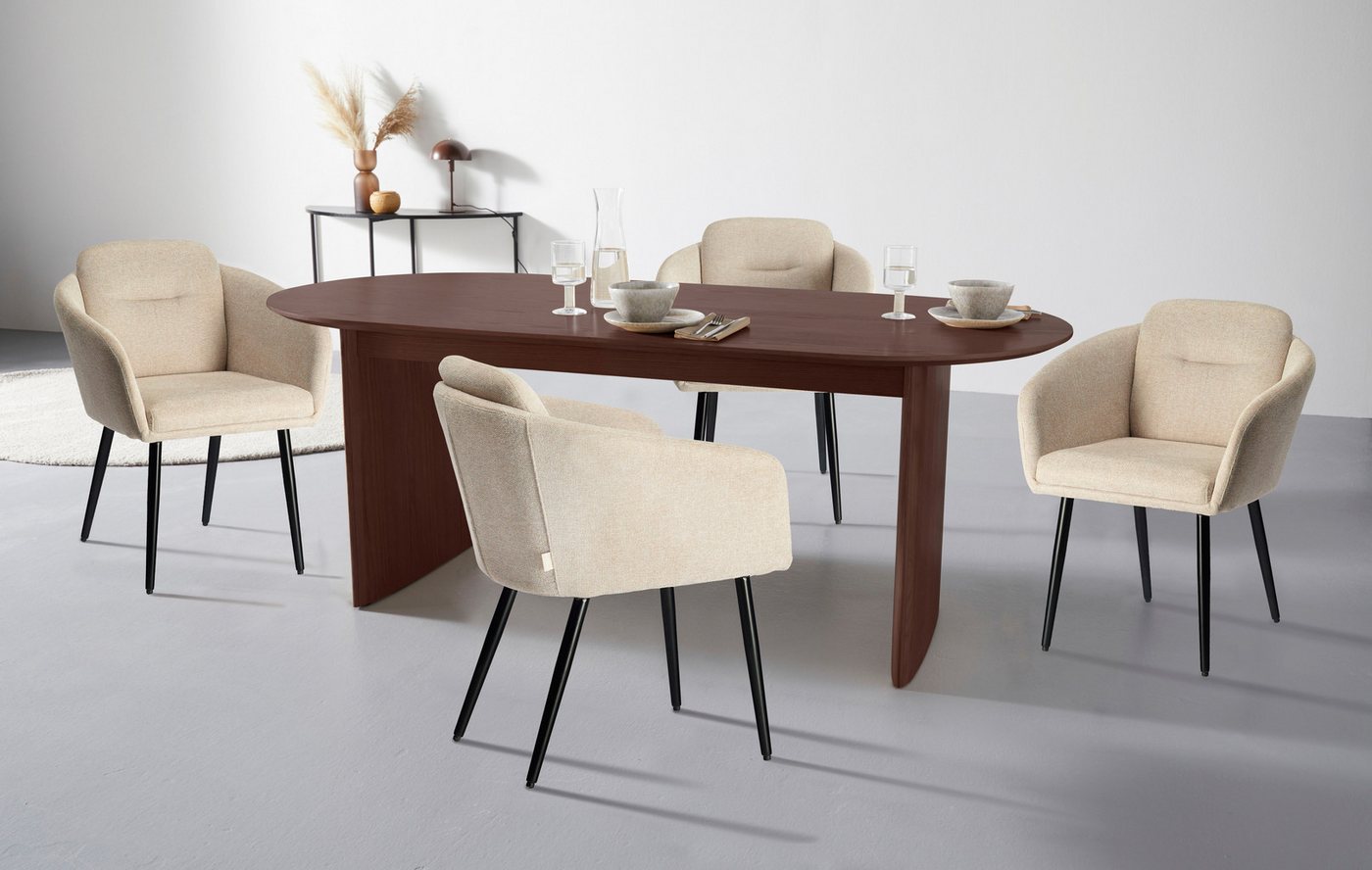 LeGer Home by Lena Gercke Esszimmerstuhl Fleur (Set, 2 St), Strukturstoff, ergonomisches Design, gesteppte Rückenlehne – Bild 2 von 5
