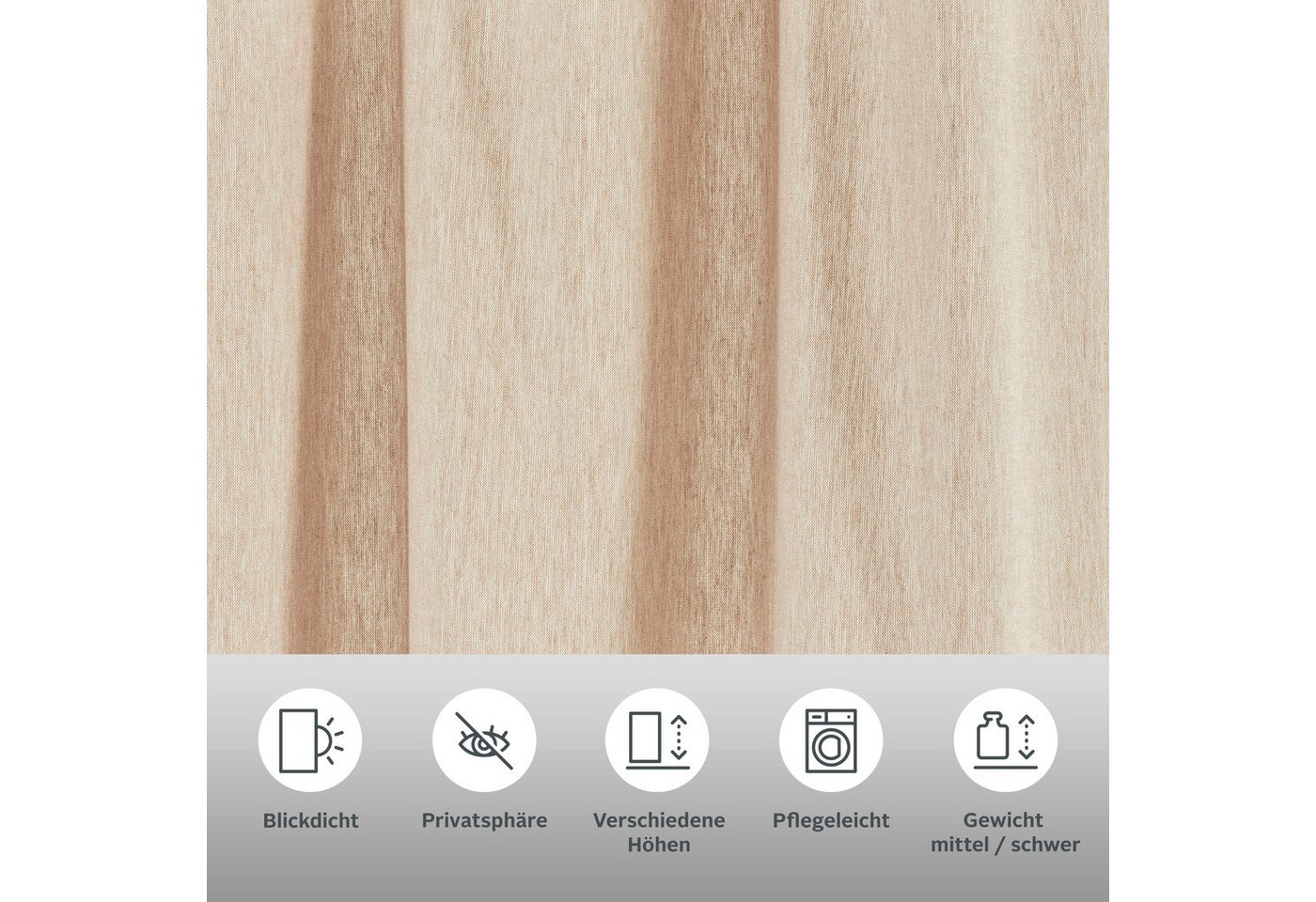 LeGer Home by Lena Gercke Gardine Jada, 1 Stück, Blickdicht, Schlaufen (2 St), Schlaufen, blickdicht, Baumwolle, blickdicht, Bio-Baumwolle, gewebt, verschiedene – Bild 3 von 5