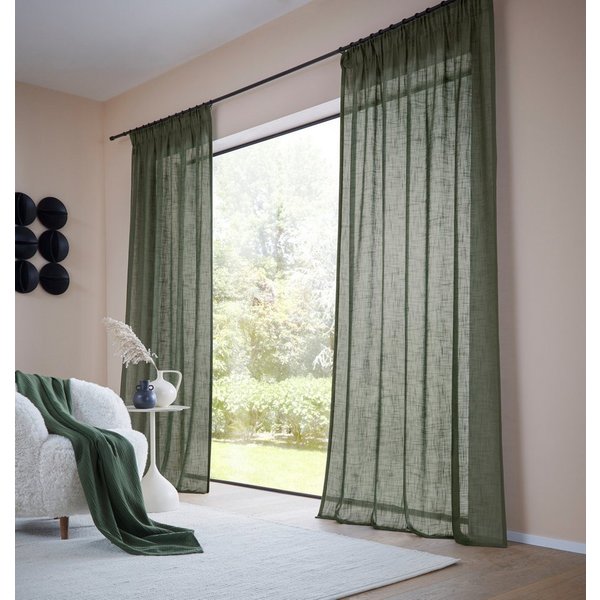 LeGer Home by Lena Gercke Gardine Marusha, Leinenoptik, halbtransparent, 1er & 2er Pack, Topseller (1 St), Multifunktionsband, halbtransparent, 1/2er Schal, Lei