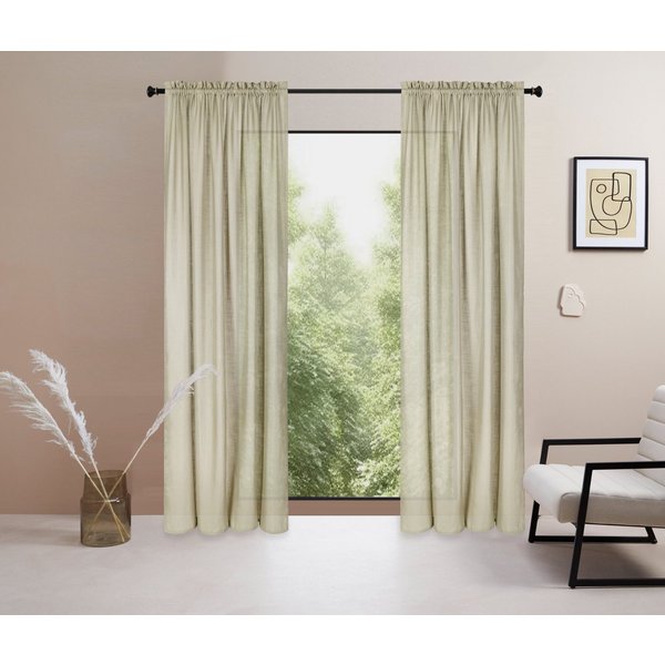LeGer Home by Lena Gercke Gardine Marusha, Leinenoptik, halbtransparent, 1er & 2er Pack, Topseller! (2 St), Stangendurchzug, halbtransparent, Leinenoptik, grob 