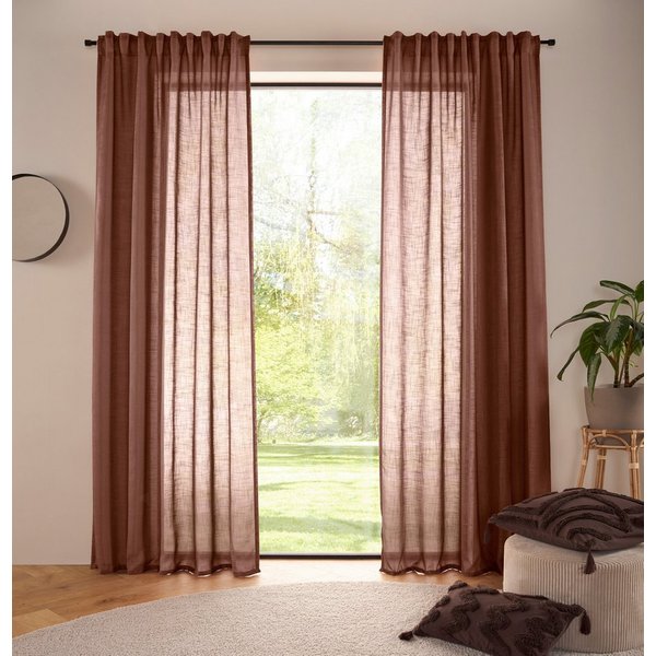 LeGer Home by Lena Gercke Gardine Marusha, Leinenoptik, halbtransparent, 1er & 2er Pack, Topseller (2 St), Multifunktionsband, halbtransparent, 1/2er Schal, Lei