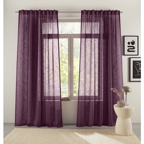 LeGer Home by Lena Gercke Gardine Marusha, Leinenoptik, halbtransparent, 1er & 2er Pack, Topseller (2 St), Multifunktionsband, halbtransparent, 1/2er Schal, Lei