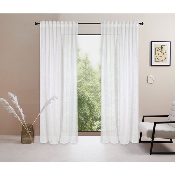 LeGer Home by Lena Gercke Gardine Marusha, Leinenoptik, halbtransparent, 1er & 2er Pack, Topseller (2 St), Multifunktionsband, halbtransparent, 1/2er Schal, Lei