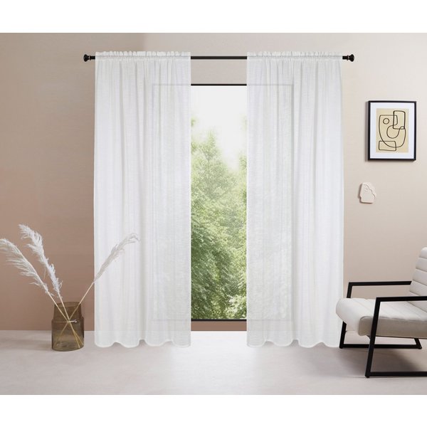 LeGer Home by Lena Gercke Gardine Marusha, Leinenoptik, halbtransparent, 1er & 2er Pack, Topseller! (2 St), Stangendurchzug, halbtransparent, Leinenoptik, grob 