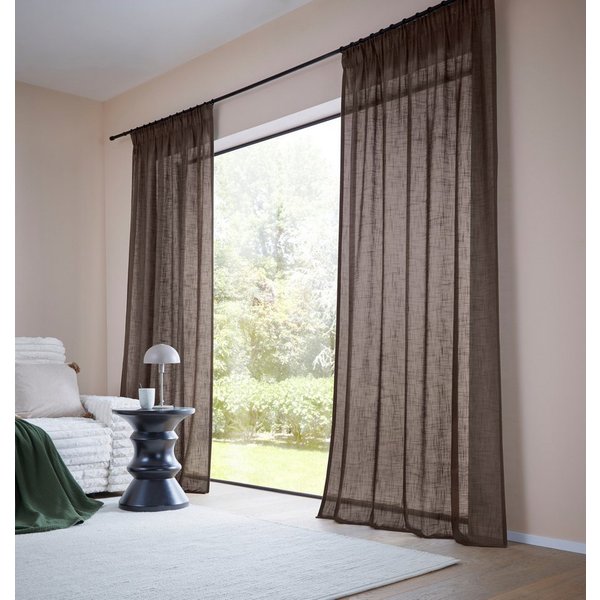 LeGer Home by Lena Gercke Gardine Marusha, Leinenoptik, halbtransparent, 1er & 2er Pack, Topseller (2 St), Multifunktionsband, halbtransparent, 1/2er Schal, Lei
