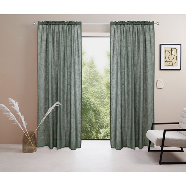 LeGer Home by Lena Gercke Gardine Marusha, Leinenoptik, halbtransparent, 1er & 2er Pack, Topseller! (1 St), Stangendurchzug, halbtransparent, Leinenoptik, grob 